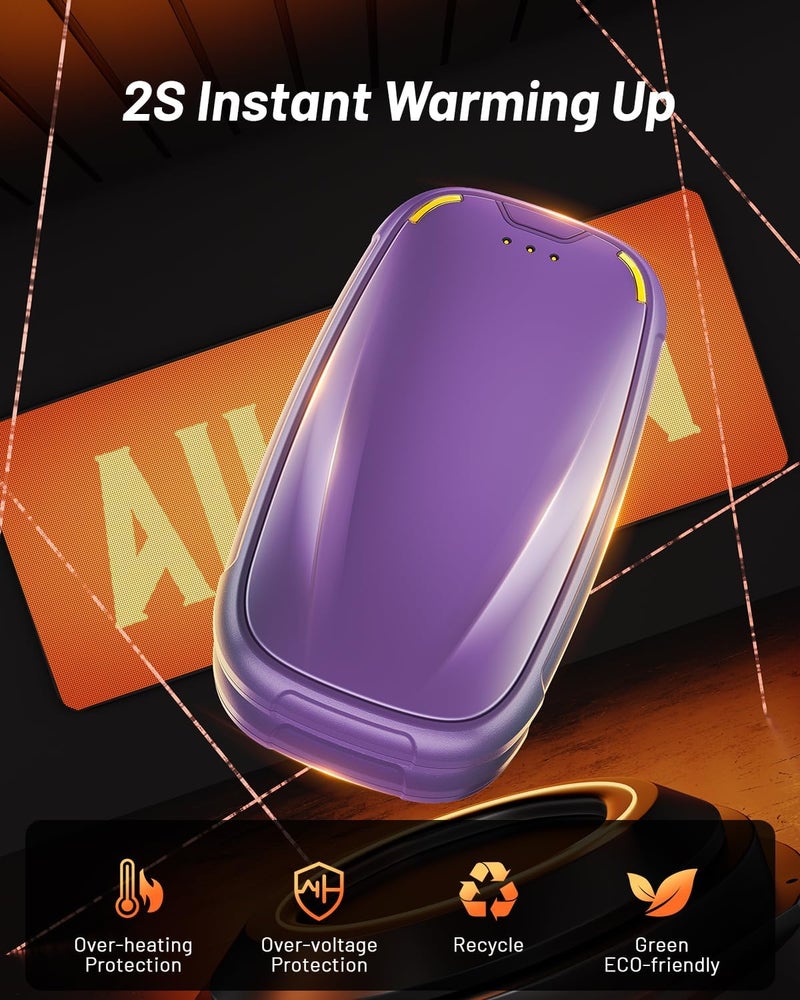 Aililan Hand Warmers Rechargeable 2 Pack, 3-Settings Rechargeable Hand Warmer, AI Smart Heating, Pocket Portable Electric Hands Warmer, Magnetic Handwarmers, A Winter for Kids and Loved Ones - Image 2